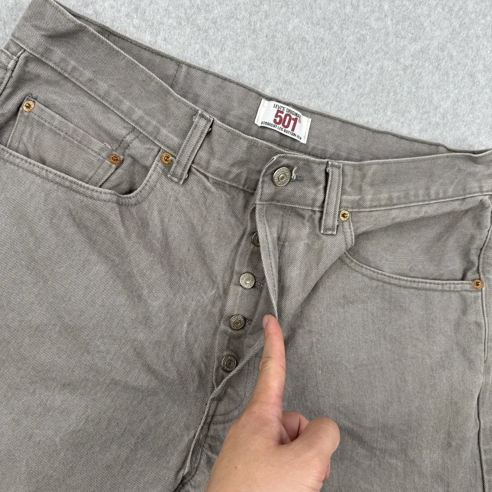 Vintage Levis Jeans Mens 38x30 Gray 501 Straight‎ Leg Button Fly Made In USA